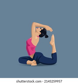 Young girl practicing fitness stretching yoga for health