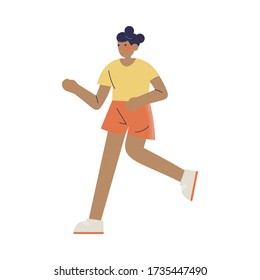 Young girl professional athlete running during competition