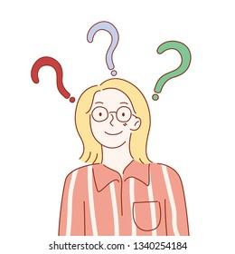 Young girl with question mark 