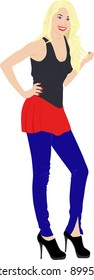  young girl in red mini