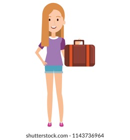 young girl relaxed with suitcase