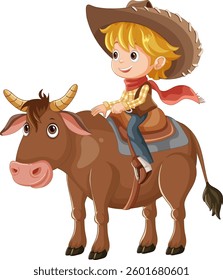 Young girl riding a friendly cow