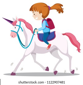 A Young Girl Riding Horse illustration