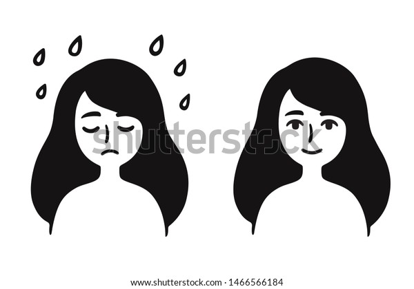 Young Girl Sad Depressed Face Normal Stock Vector Royalty Free