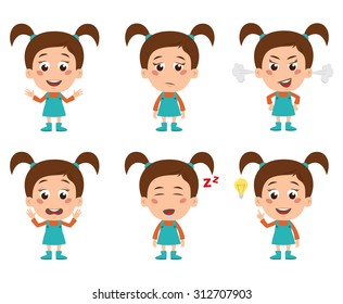 Young Girl Set of Emotions