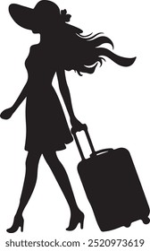 A young girl silhouette of travel icon vector art illustration desing.