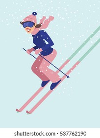 Young girl skiing