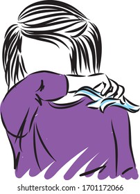 young girl sneezing vector illustration