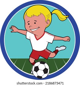 A young girl with a soccer ball.