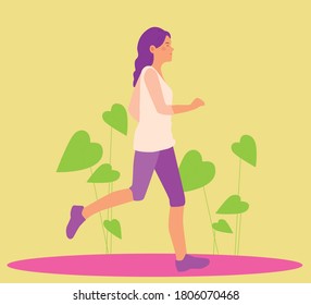Young girl in sportwear. Vector cartoon illustration