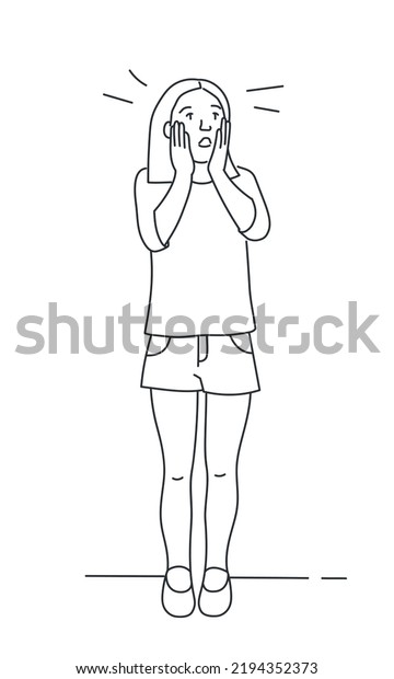 Young Girl Stress Hand Drawn Vector Stock Vector (royalty Free 