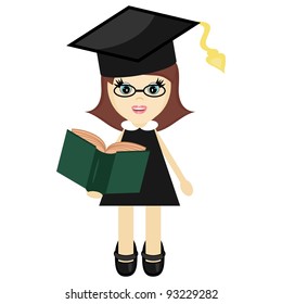 young girl student with book