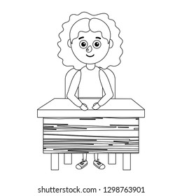 young girl student desktop