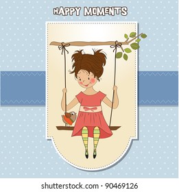 young girl in a swing