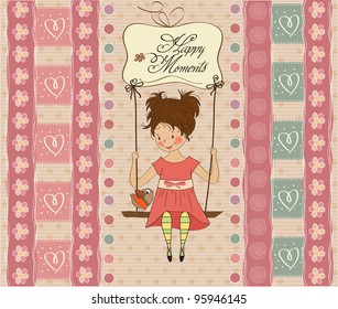 young girl in a swing