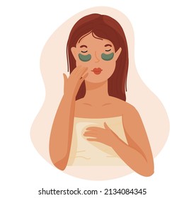 A young girl takes care of her skin. Cosmetics. Daily care. For your design