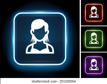Young Girl in Tank Top on  Color Square Buttons