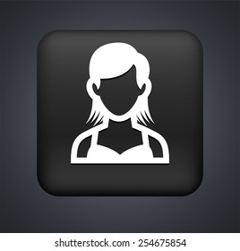 Young Girl in Tank Top on Black Square Buttons