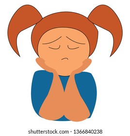 Niña joven piensa en el vector o en la ilustración de color