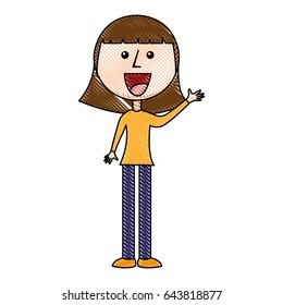 young girl waving avatar character