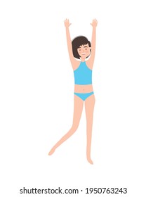 young girl wearing blue underwear