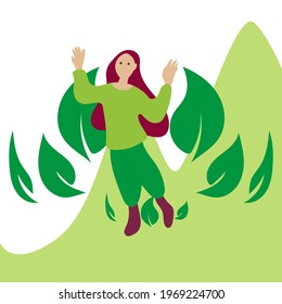 Young Girl Wearing Casual Vector Cartoon Flat Illustration