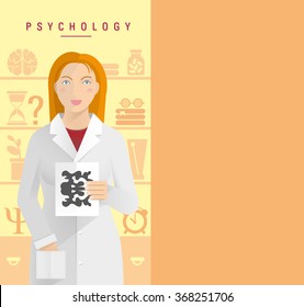 A young girl in a white coat psychologist.