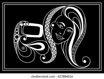 Young girl (woman, female) taking selfie photo with mobile phone (smartphone). Suitable for invitation, flyer, sticker, poster, banner, card,label, cover, web. Vector illustration.