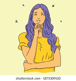 Young girl in yellow t-shirt
