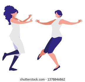 young girls dancing