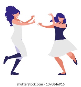 young girls dancing