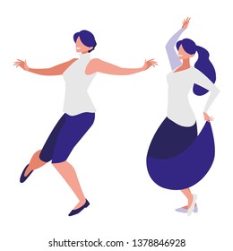 young girls dancing