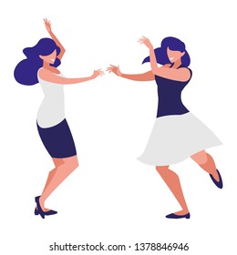 young girls dancing