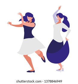 young girls dancing