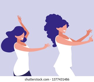 young girls dancing characters