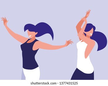 young girls dancing characters