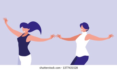 young girls dancing characters