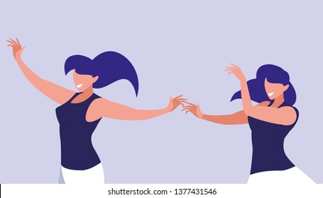 young girls dancing characters