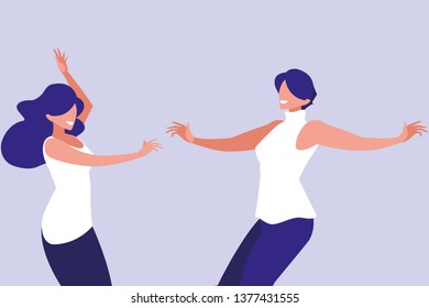 young girls dancing characters