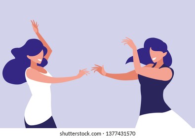 Young Girls Dancing Characters Stock Vector (Royalty Free) 1377431570 ...