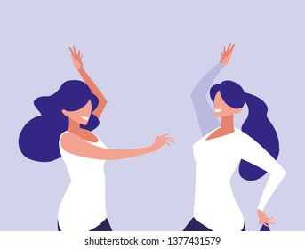 young girls dancing characters