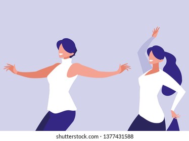 young girls dancing characters