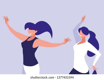 young girls dancing characters