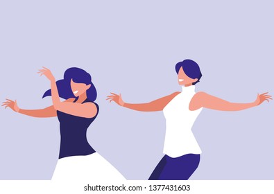 young girls dancing characters