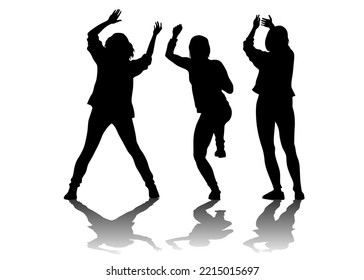 Young girls in dress dance on white background