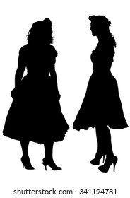 Young girls in dress on white background