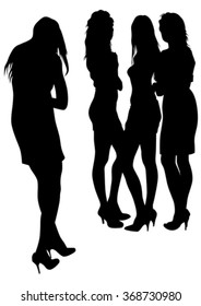 Young girls in dress on white background