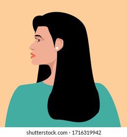 
young girl's face design with flat style, young girl illustration