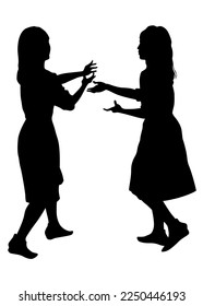 Young girls in fashion clothes on white background