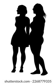 Young girls in fashion clothes on white background
